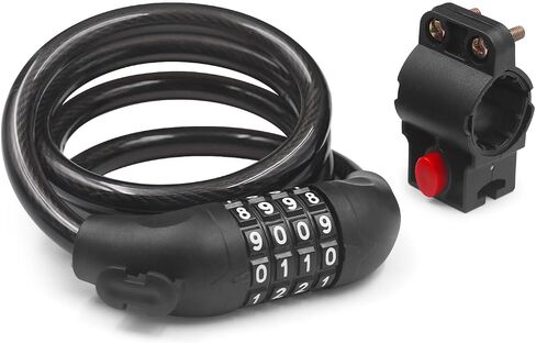 Bike Cable Lock- 4 Digit Conbination, 4 Feet Steel Bike Lock, Resettable Coiling Bicycle Lock, Anti-Theft Accessories for Mountain Bike, Road Bike, Electric Bicycle, Kids Scooter 1/2" Diameter in Saudi Arabia