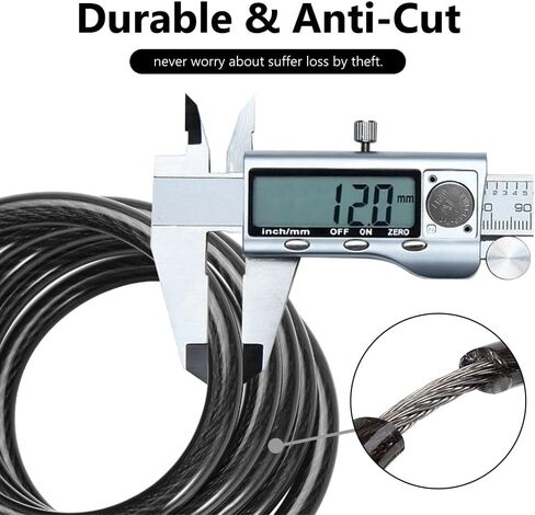 Bike Cable Lock- 4 Digit Conbination, 4 Feet Steel Bike Lock, Resettable Coiling Bicycle Lock, Anti-Theft Accessories for Mountain Bike, Road Bike, Electric Bicycle, Kids Scooter 1/2" Diameter in Saudi Arabia