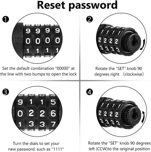 Bike Cable Lock- 4 Digit Conbination, 4 Feet Steel Bike Lock, Resettable Coiling Bicycle Lock, Anti-Theft Accessories for Mountain Bike, Road Bike, Electric Bicycle, Kids Scooter 1/2" Diameter in Saudi Arabia