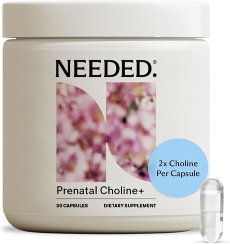 Needed Prenatal Choline - Optimal Prenatal Choline Add On, 250Mg Talc-free Vegan, Filler, Heavy Metals Free, Brain Development in Utero/Early Life, With VitaCholine, Non-GMO, Allergen Free 60 Capsules in Saudi Arabia