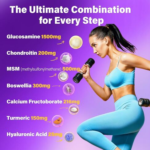 Sugar Free Glucosamine Chondroitin MSM Gummies 2250mg, Joint Support Supplement with Boswellia, Turmeric & Hydrolyzed Collagen, For Cartilage & Connective Tissues, Mobility Comfort & Bone, 120 Cts in Kuwait