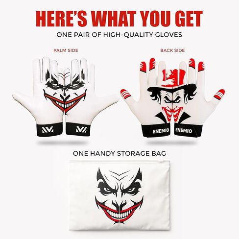 Enemio Football Gloves Adult Men, Youth Kids Football Gloves with Super Sticky Grip, Receiver Glove Ideal for Boys Ages 8–12 and Up in Saudi Arabia