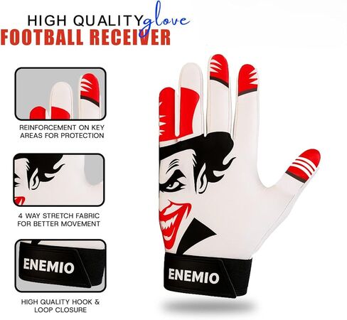 Enemio Football Gloves Adult Men, Youth Kids Football Gloves with Super Sticky Grip, Receiver Glove Ideal for Boys Ages 8–12 and Up in Saudi Arabia