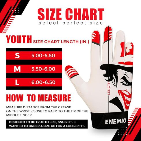 Enemio Football Gloves Adult Men, Youth Kids Football Gloves with Super Sticky Grip, Receiver Glove Ideal for Boys Ages 8–12 and Up in Saudi Arabia