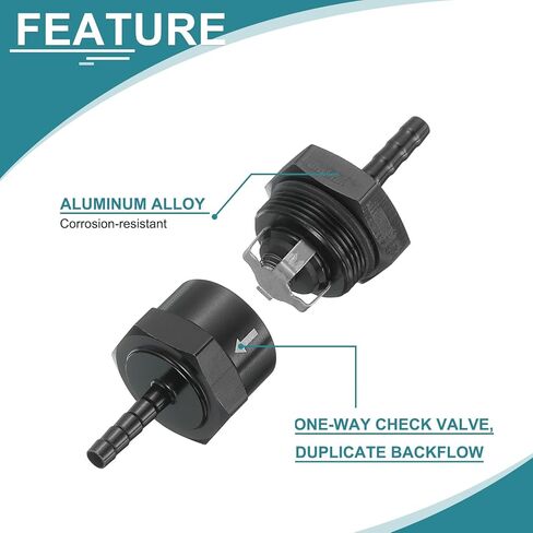 uxcell 4mm (3/16") Fuel Check Valve, Non-Return One Way Hose Check Valve, Aluminum Alloy Control Accessories for Petrol, Diesel, Gas, Oil, Air, Water, Black in Saudi Arabia
