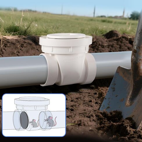 ​4" White PVC Backwater Valve, Sewage and Rainwater Backflow Preventer in Kuwait