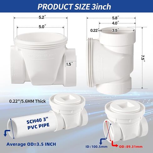 ​4" White PVC Backwater Valve, Sewage and Rainwater Backflow Preventer in Kuwait