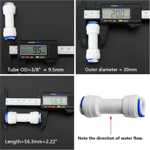 3/8" PE Hose OD Check Valve with Push-In Quick-Connect to Prevent Backflow for RO Reverse Osmosis Water Filter Plastic Fitting, Beverage Dispenser & Water Filtration/Purification Systems (3PCS) in Saudi Arabia