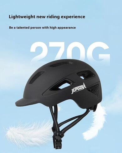 JEPOZRA Bike Helmet Adult with Integrated Taillight Lightweight Adjustable Baseball Cap Style Cycling Helmet for Urban Commuter Road Biking Scooter (White) in Saudi Arabia