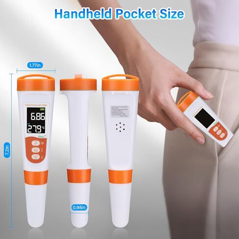 hygger Digital pH Meter, High Accuracy 5-in-1 TDS EC PH Salt Temperature Water Tester, PH Pen with 0-14 PH Measurement Range for Drinking Water, Hydroponics, Pool, Aquarium and Lab in Saudi Arabia
