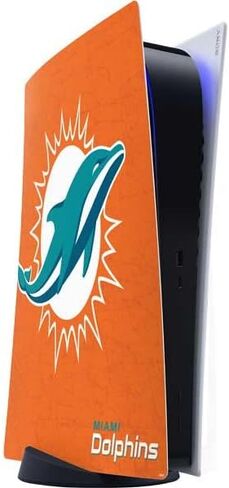 Skinit Decal Gaming Skin Compatible with PS5 Digital Edition Console - Officially Licensed NFL Miami Dolphins Black & White Design in Saudi Arabia