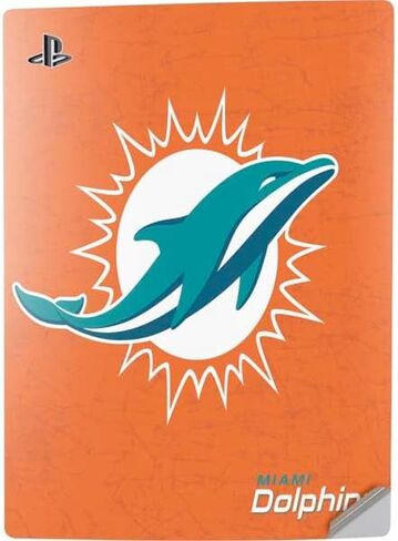 Skinit Decal Gaming Skin Compatible with PS5 Digital Edition Console - Officially Licensed NFL Miami Dolphins Black & White Design in Saudi Arabia