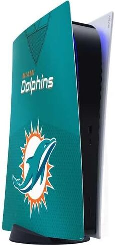 Skinit Decal Gaming Skin Compatible with PS5 Digital Edition Console - Officially Licensed NFL Miami Dolphins Black & White Design in Saudi Arabia
