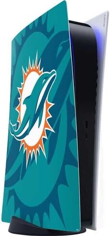 Skinit Decal Gaming Skin Compatible with PS5 Digital Edition Console - Officially Licensed NFL Miami Dolphins Black & White Design in Saudi Arabia