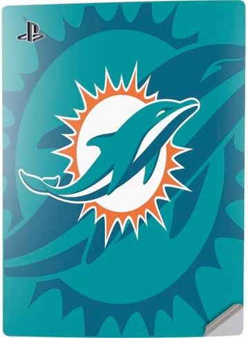 Skinit Decal Gaming Skin Compatible with PS5 Digital Edition Console - Officially Licensed NFL Miami Dolphins Black & White Design in Saudi Arabia