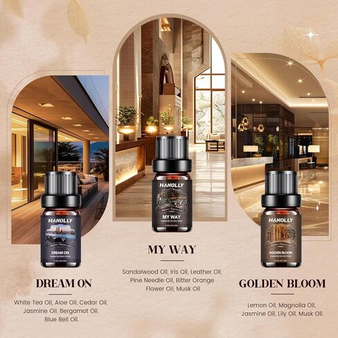 Essential Oils Set, Men Scents Fragrance Oil Aromatherapy Essential Oils Kit for Diffuser (6x10ML) - Sandalwood, Cedar, Leather, Sweet Tobacco, Rum, Cologne Aromatherapy Oils for Men in Kuwait