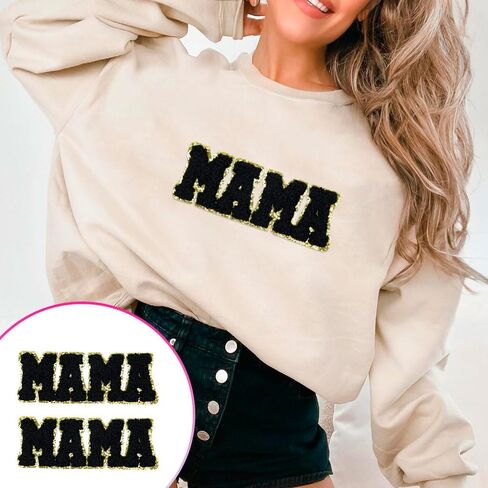 Mama Iron on Patch Girl Chenille Letters Patches Mom Mom Datesive Patches for Hats و Backpack و Bags on Mother's (Red) in Kuwait