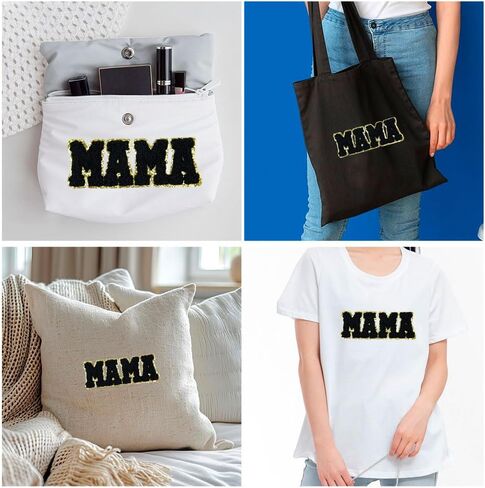 Mama Iron on Patch Girl Chenille Letters Patches Mom Mom Datesive Patches for Hats و Backpack و Bags on Mother's (Red) in Kuwait
