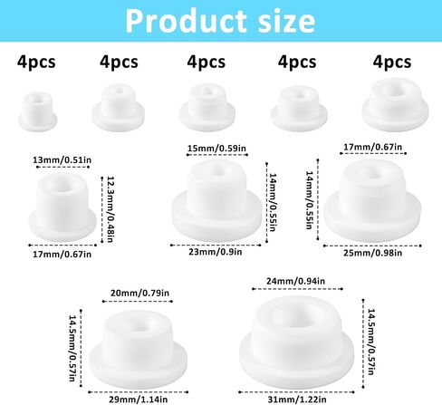 20 PCS Bathtub Jet تغطي 5 أحجام قابلة لإعادة الاستخدام قابلة لإعادة الاستخدام غطاء غطاء غطاء قابس سيليكون ثقب أنبوب القابس المسبح غطاء طائرة قابس مقاوم للماء لفتحة حوض الاستحمام (أبيض) in Saudi Arabia