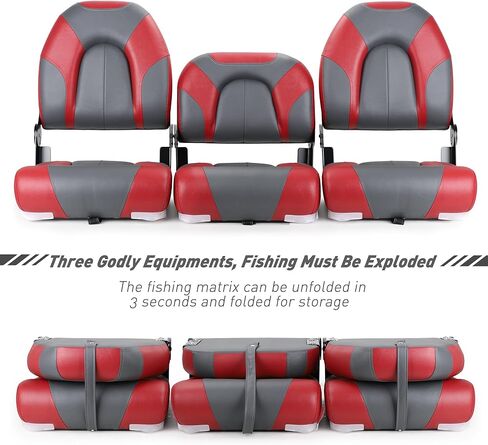 NORTHCAPTAIN Deluxe 52" Bass Boat Seat 3 PCS Folding Fishing Boat Seat,Stainless Steel Screws Included in Kuwait