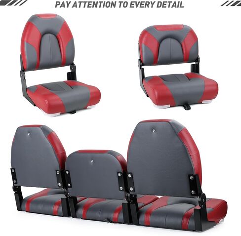 NORTHCAPTAIN Deluxe 52" Bass Boat Seat 3 PCS Folding Fishing Boat Seat,Stainless Steel Screws Included in Kuwait