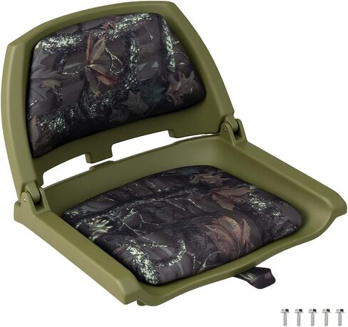 Goplus Boat Seats, Molded Low Back Fishing Boat Chairs, Marine-Grade PVC Cushion Pad for Back & Seat, 5 Bolts Included, Flip-up Jon Boat Seats, Bass Boat Cabin Seating (2 Packs-Gray Strip) in Saudi Arabia