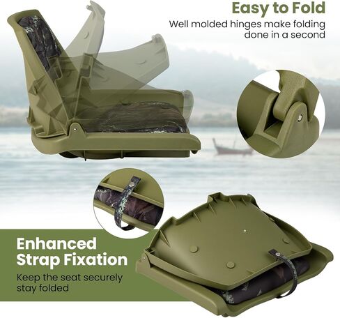 Goplus Boat Seats, Molded Low Back Fishing Boat Chairs, Marine-Grade PVC Cushion Pad for Back & Seat, 5 Bolts Included, Flip-up Jon Boat Seats, Bass Boat Cabin Seating (2 Packs-Gray Strip) in Saudi Arabia