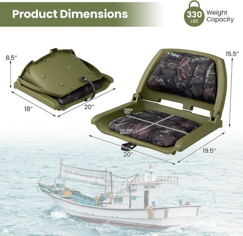 Goplus Boat Seats, Molded Low Back Fishing Boat Chairs, Marine-Grade PVC Cushion Pad for Back & Seat, 5 Bolts Included, Flip-up Jon Boat Seats, Bass Boat Cabin Seating (2 Packs-Gray Strip) in Saudi Arabia