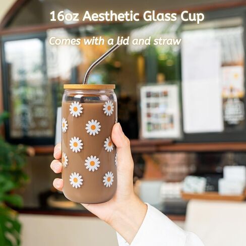 JTEWB Birthday Gifts For Women, Teen Girl, Her, Happy Birthday Gift Box For Girl, Women, Sister, Daughter, Friends, Cute Daisy Aesthetic Glass Cups Gift Set 7pcs in Saudi Arabia