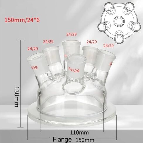 150mm Flange 6-Neck Glass Reactor Lid for 24/29 Joint - Lab Glassware for Reaction Flask Kettle in Saudi Arabia