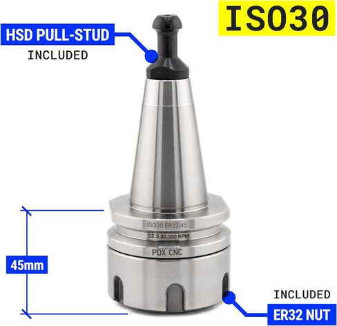 ISO30 ER32 45 حامل الأدوات Collet Chuck متوازنة G2.5 30،000 دورة في الدقيقة CNC حامل مع HSD سحب مسمار الطحن (2) in Saudi Arabia