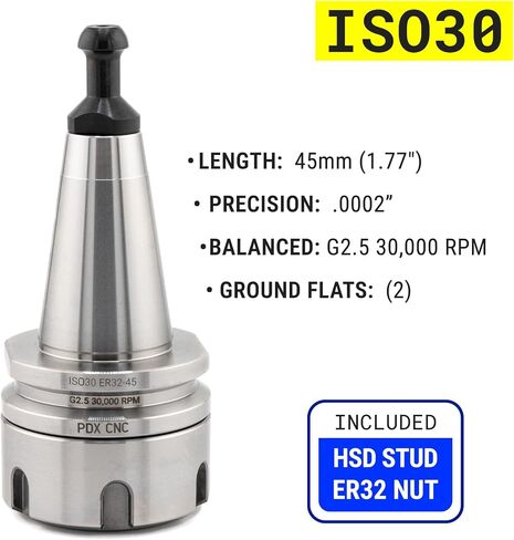 ISO30 ER32 45 حامل الأدوات Collet Chuck متوازنة G2.5 30،000 دورة في الدقيقة CNC حامل مع HSD سحب مسمار الطحن (2) in Saudi Arabia