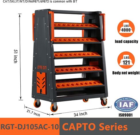CAT40 CNC Tool CART-100 CAP ، عربات CNC ذات 5 مستويات مع عجلات ， 40 حامل أداة Taper ، حامل أداة Mobile CNC ، منظم أدوات CNC ، حامل أدوات CAT 40 مجموعة لمخزن المخزن. in Kuwait