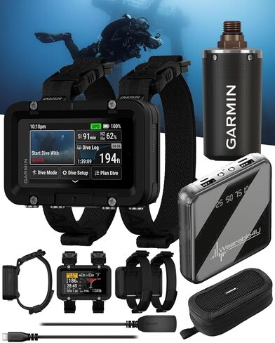 Garmin Descent X50i, Premium Dive Computer, 3" Touchscreen Display, 20 ATM Dive-Rated, Leakproof Buttons, Surface GPS, Dive Compass & Garmin Descent T2 Transceiver with Wearable4U Power Bank Bundle in Saudi Arabia