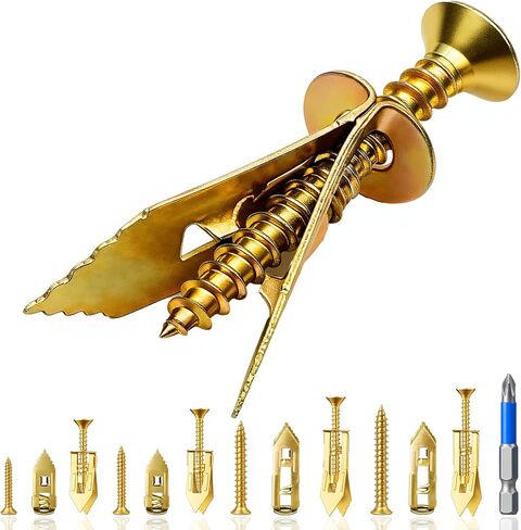 81 Pcs Self Drilling Drywall Anchors with Screws, Upgraded 4 Sizes No-Drill Expansion Anchors and Screws for Heavy Duty, Holds 100Lbs for Wall Decors, TV, Cabinets, Curtains, Includes PH2 Bit in Saudi Arabia