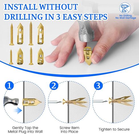 81 Pcs Self Drilling Drywall Anchors with Screws, Upgraded 4 Sizes No-Drill Expansion Anchors and Screws for Heavy Duty, Holds 100Lbs for Wall Decors, TV, Cabinets, Curtains, Includes PH2 Bit in Saudi Arabia