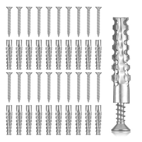 60 Pcs M6 Metal Anchors with Screws, Tree Shaped Steel Hollow Wall Anchor Metal Expansion Anchors for Drywall Expansion Bolt for Drywall Loose Hinge Hole Repair Kit for Concrete and Plaster Wall in Saudi Arabia