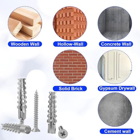 60 Pcs M6 Metal Anchors with Screws, Tree Shaped Steel Hollow Wall Anchor Metal Expansion Anchors for Drywall Expansion Bolt for Drywall Loose Hinge Hole Repair Kit for Concrete and Plaster Wall in Saudi Arabia