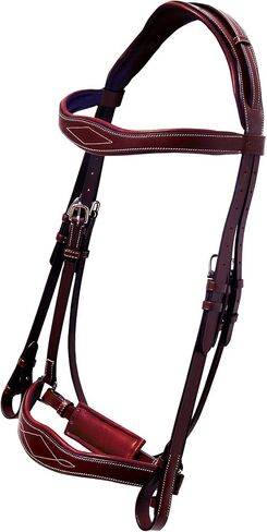 Exion Horse Dressage Bridle with Web Reins | Broad Anatomic Crownpiece, Crank Noseband & Browband & Reins with Hand Stoppers | Dressage Bridles for Horses in Saudi Arabia