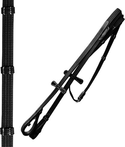 Exion Horse Dressage Bridle with Web Reins | Broad Anatomic Crownpiece, Crank Noseband & Browband & Reins with Hand Stoppers | Dressage Bridles for Horses in Kuwait