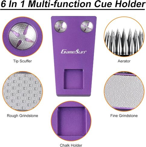 6 In 1 Portable Weighted Pool Cue Holder, chalk holder, billiard cue tip tool, Purple in Kuwait