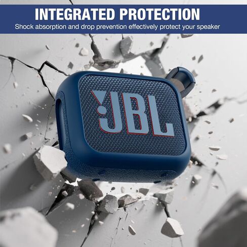 علبة تغطية السيليكون Facmogu لـ JBL GO 4 ، علبة حمل سفر محمولة مع غطاء مضاد للغطاء ، ومقاومة للماء للبشرة الناعمة المتوافقة مع GO 4 SPEALER SILICONE PRECTECTION (NAVY PLUE) in Kuwait