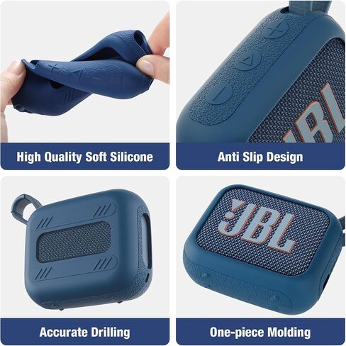 علبة تغطية السيليكون Facmogu لـ JBL GO 4 ، علبة حمل سفر محمولة مع غطاء مضاد للغطاء ، ومقاومة للماء للبشرة الناعمة المتوافقة مع GO 4 SPEALER SILICONE PRECTECTION (NAVY PLUE) in Kuwait