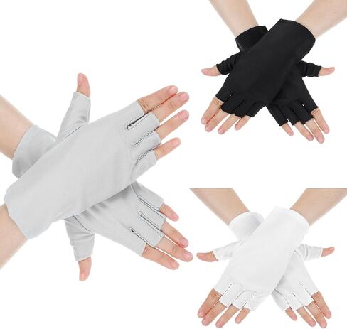 3Pairs Sun UV Protection Gloves, Half Finger Touchscreen Gloves for Women UV Gloves for Nail Lamp, Summer Fingerless Sun Protection Gloves for Driving, Outdoor Sport in Saudi Arabia