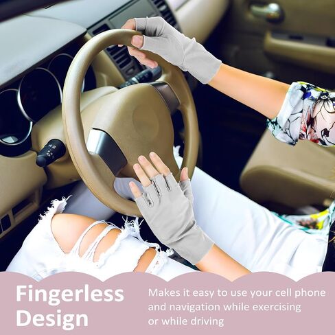 3Pairs Sun UV Protection Gloves, Half Finger Touchscreen Gloves for Women UV Gloves for Nail Lamp, Summer Fingerless Sun Protection Gloves for Driving, Outdoor Sport in Saudi Arabia