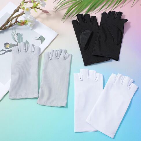 3Pairs Sun UV Protection Gloves, Half Finger Touchscreen Gloves for Women UV Gloves for Nail Lamp, Summer Fingerless Sun Protection Gloves for Driving, Outdoor Sport in Saudi Arabia
