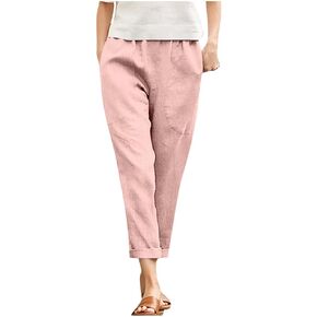 Women's Straight Leg Casual Pants Summer Lightweight Elastic High Waist Lounge Beach Palazzo Trousers with Pockets in Kuwait