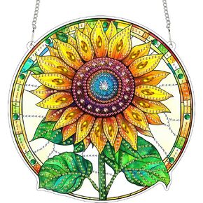 Skryuie شنقا مجموعات فن الماس للبالغين الفراشة ، نافذة DIY قلادة Diamond Painting Kit Sun Sun ، خاص بكريليك مزدوج الشرفة ، الشرفة في الهواء الطلق زخرفة 7.49 × 7.56 بوصة in Saudi Arabia