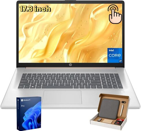 HP 17 Business Labstop Computer - 17.3 بوصة HD+ شاشة تعمل باللمس | Intel 10-Core I7-1355U | 64 جيجابايت ذاكرة الوصول العشوائي + 4TB SSD | Windows11 Pro + مجاني MS Office | Wi-Fi 6 | بلوتوث 5.3 | 720p HD كاميرا | الذهب الوردي in Kuwait