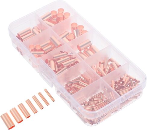 PRETYZOOM 250Pcs Copper Connecting Tubes Wire Joint Connectors for Electrical Wiring Compact Design for Stable Performance Suitable for Various Wiring Needs in Saudi Arabia